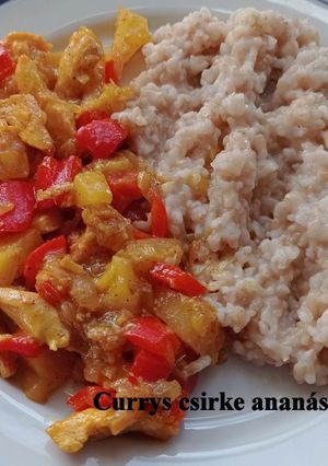 Currys csirke ananásszal, rizzsel recept fotója