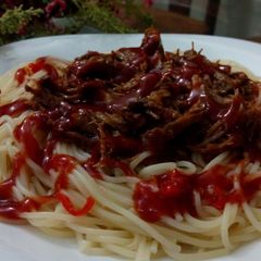 A picture of Mutton Tikka Spaghetti.