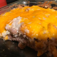 A picture of Quick & Easy Hamburger/TatorTot Casserole.