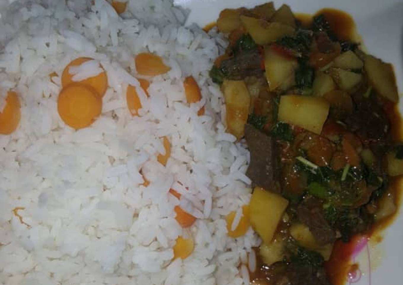 White rice and liver sauce