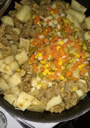A picture of Hearty homemade soup.