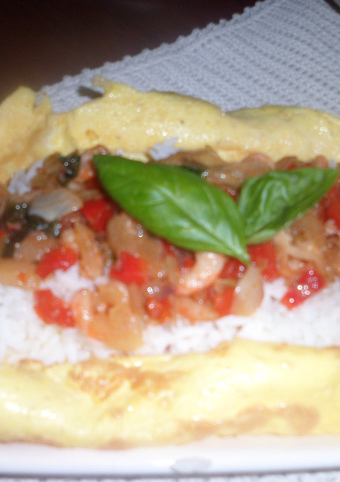 Una foto de Omellette de camarones