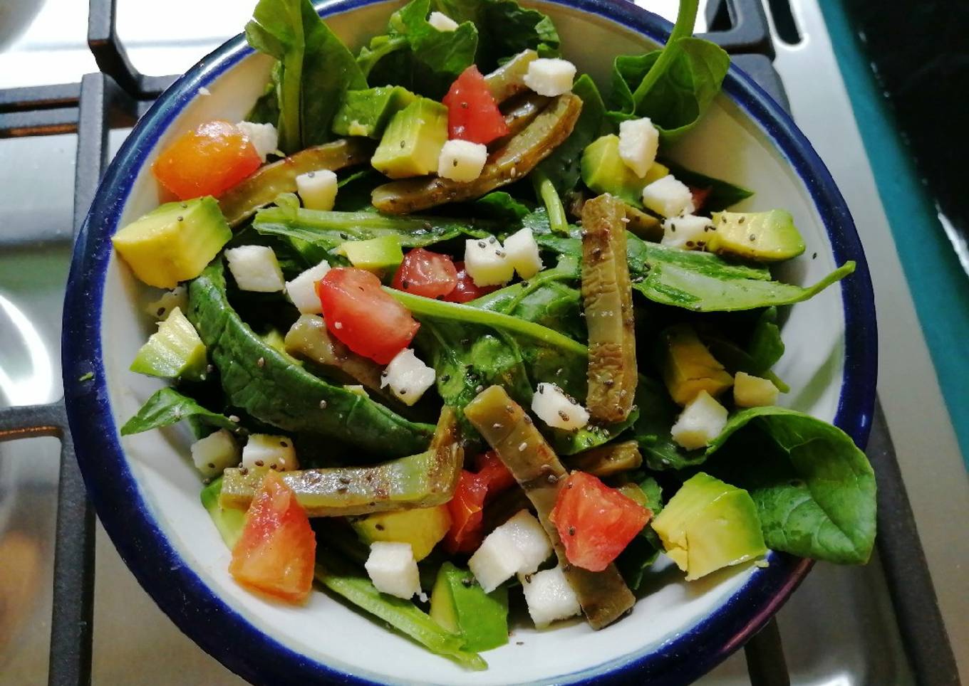 Ensalada de nopales y espinaca