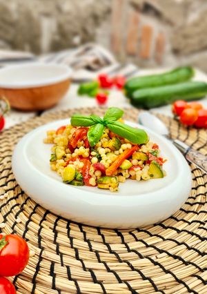 Foto di Fregula sarda con verdure