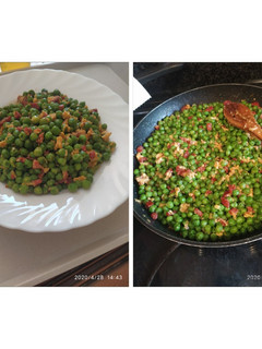 Una foto de Guisantes salteados con chorizo