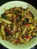 Tumis keputren cumi asin saus tiram