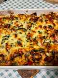 Endive Gratin with Red Bell Peppers, Ham, Honey, and Curry