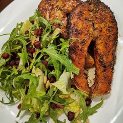 Seared Salmon Steak A picture of Seared Salmon Steak.
