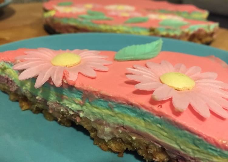 Tarta de queso 'Arcoiris' muy fácil y rápida