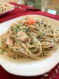 Whole Wheat Spaghetti with Smoked Salmon, Lemon Zest, and Light Cream