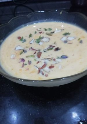 A picture of Kesar Mango Firni.
