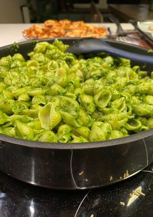 Une photo de Pasta au pesto d’épinard et pistache
