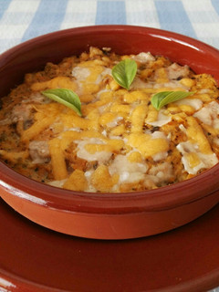 Una foto de Gratinado de calabaza, champiñones y tofu
