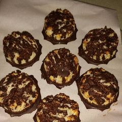 A picture of Dark Chocolate-dipped Coconut Macaroons.