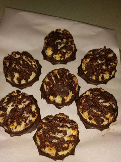 A picture of Dark Chocolate-dipped Coconut Macaroons.
