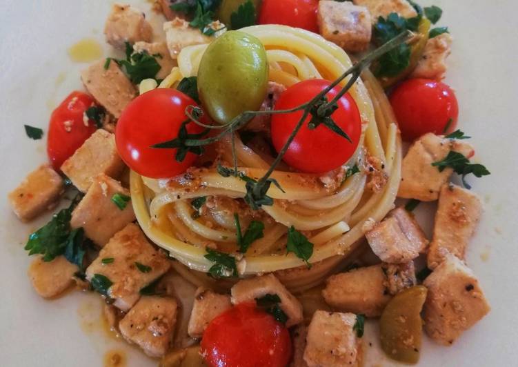 Spaghetti quadrati con pesce spada 🌷