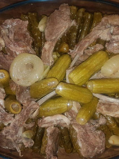 A picture of Stuffed Grape Leaves and Zucchini with Meat.