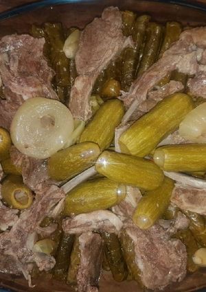 A picture of Stuffed Grape Leaves and Zucchini with Meat.