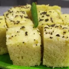 A picture of Dhokla/ Moong Dal Dhokla.
