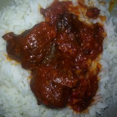 A picture of While rice and stew.