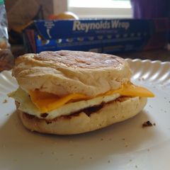 A picture of Bacon egg and cheese sandwich.