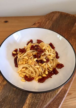 A picture of Simple Spaghetti With Pine Nuts & Garlic.