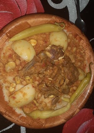صورة لوصفة بربوشه بالخليع والفول اليابس اكله شاويه