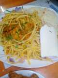 Tallarines con pollo y arroz mi queso