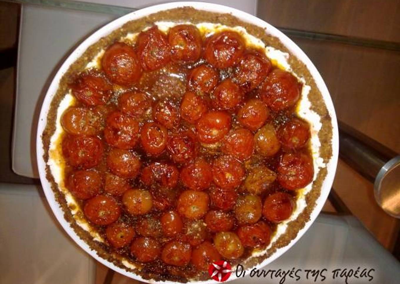 How to Make Favorite Tart with Cretan dakos and cherry tomatoes