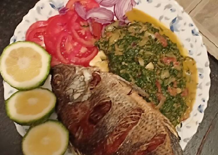 Simple Way to Make Any-night-of-the-week Fish with traditional veges and kachumbari