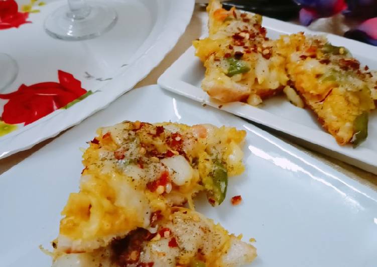 Recipe of Favorite Open face oats cheese pizza
