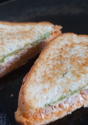 A picture of Veg mayo paneer sandwich.