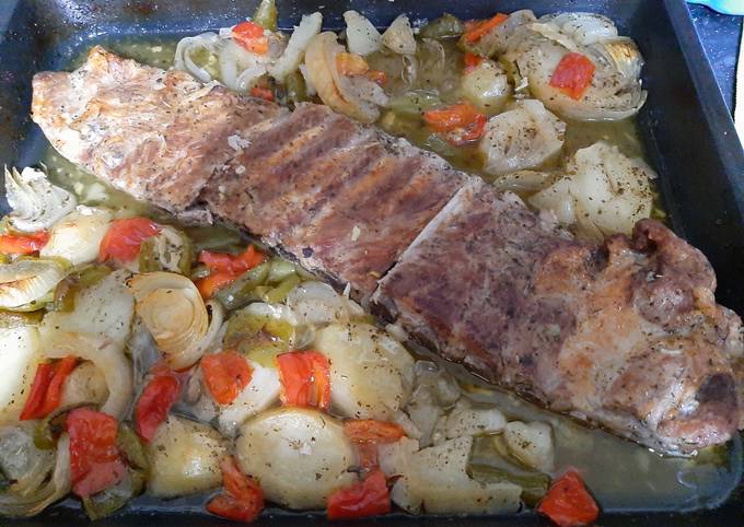 Costillar De Cerdo Al Horno Con Patatas Panaderas Receta De Jaramillo Cookpad