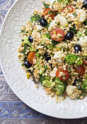 A picture of Thermomix Israeli cous cous salad.