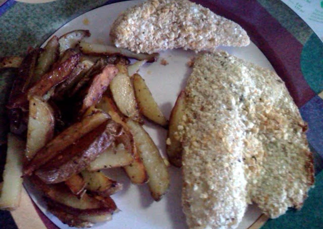 fish, chicken and homefries