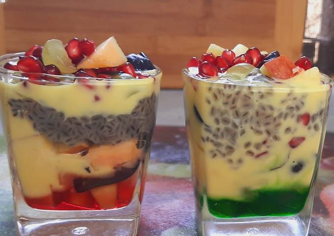 Fruity Custard With Basil Seeds Recipe by Naheed Alam Cookpad