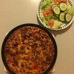 A picture of Use-up Ham, Shallot, Chili & Pepper Frittata.