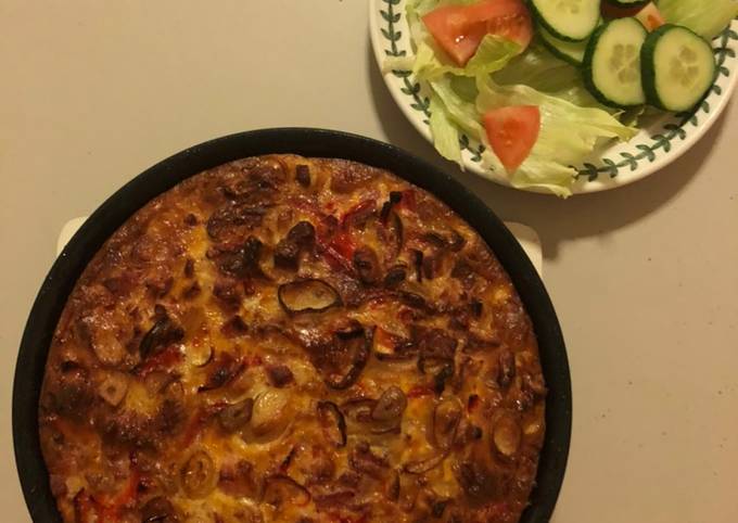 Use-up Ham, Shallot, Chili & Pepper Frittata