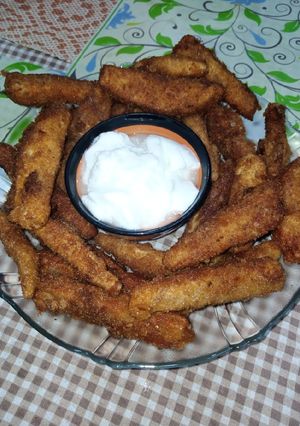A picture of Fried Eggplant Fingers.