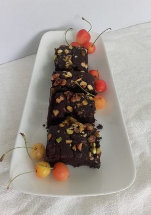 A picture of Eggless Whole Wheat Chocolate fudge Brownie.