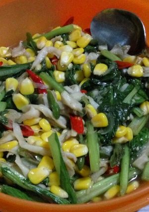 Foto resep Tumis Jagung,Jamur Tiram dan Sawi Hijau