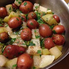 A picture of Braised Kohlrabi and Red Potatoes.