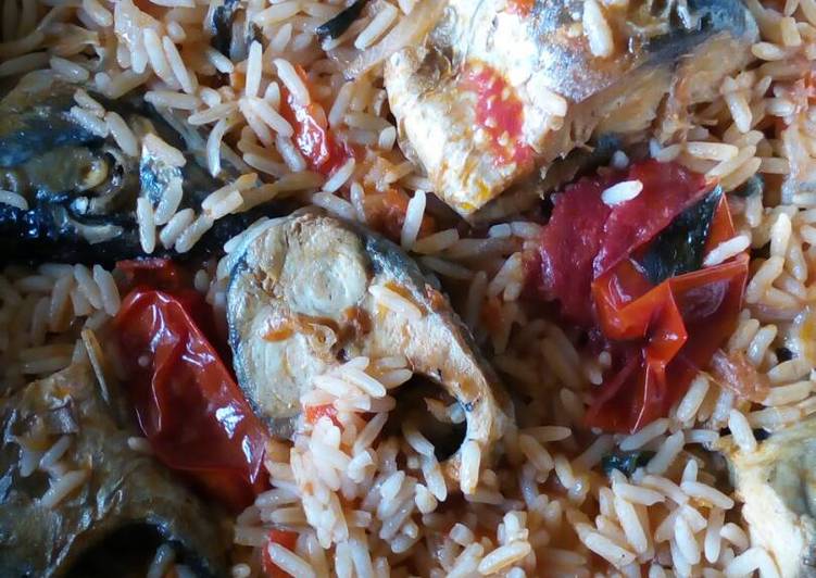 Jollof rice with fresh Titus fish
