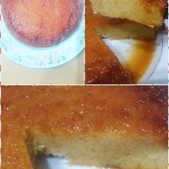 A picture of Caramel Custard bread pudding.