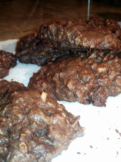 A picture of Amber's favorite crazy chocolate chocolate oatmeal cookies.