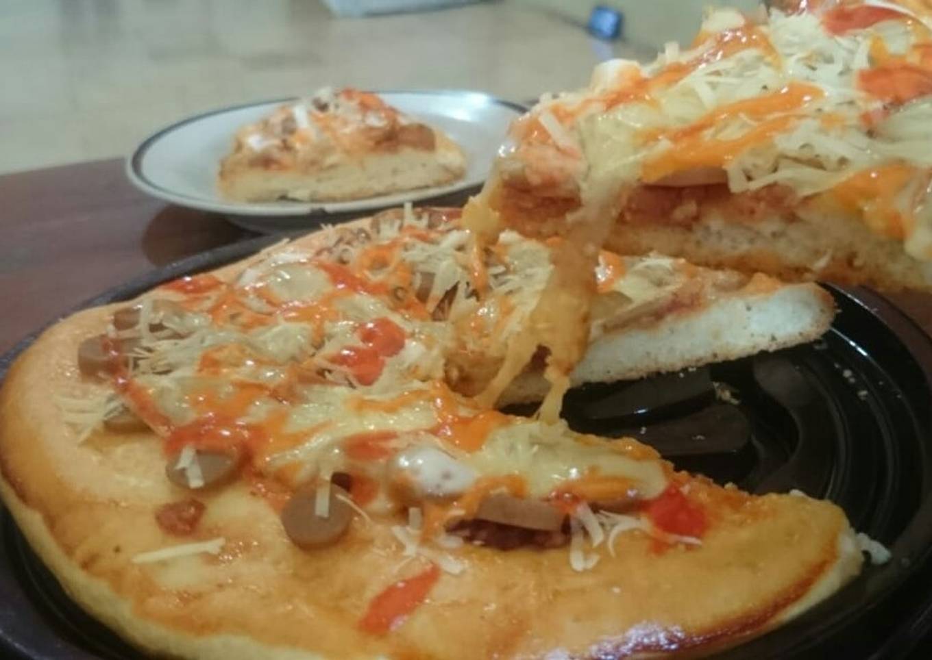 Pizza tanpa telur dan tanpa ulen, tetap empuk meski sudah dingin