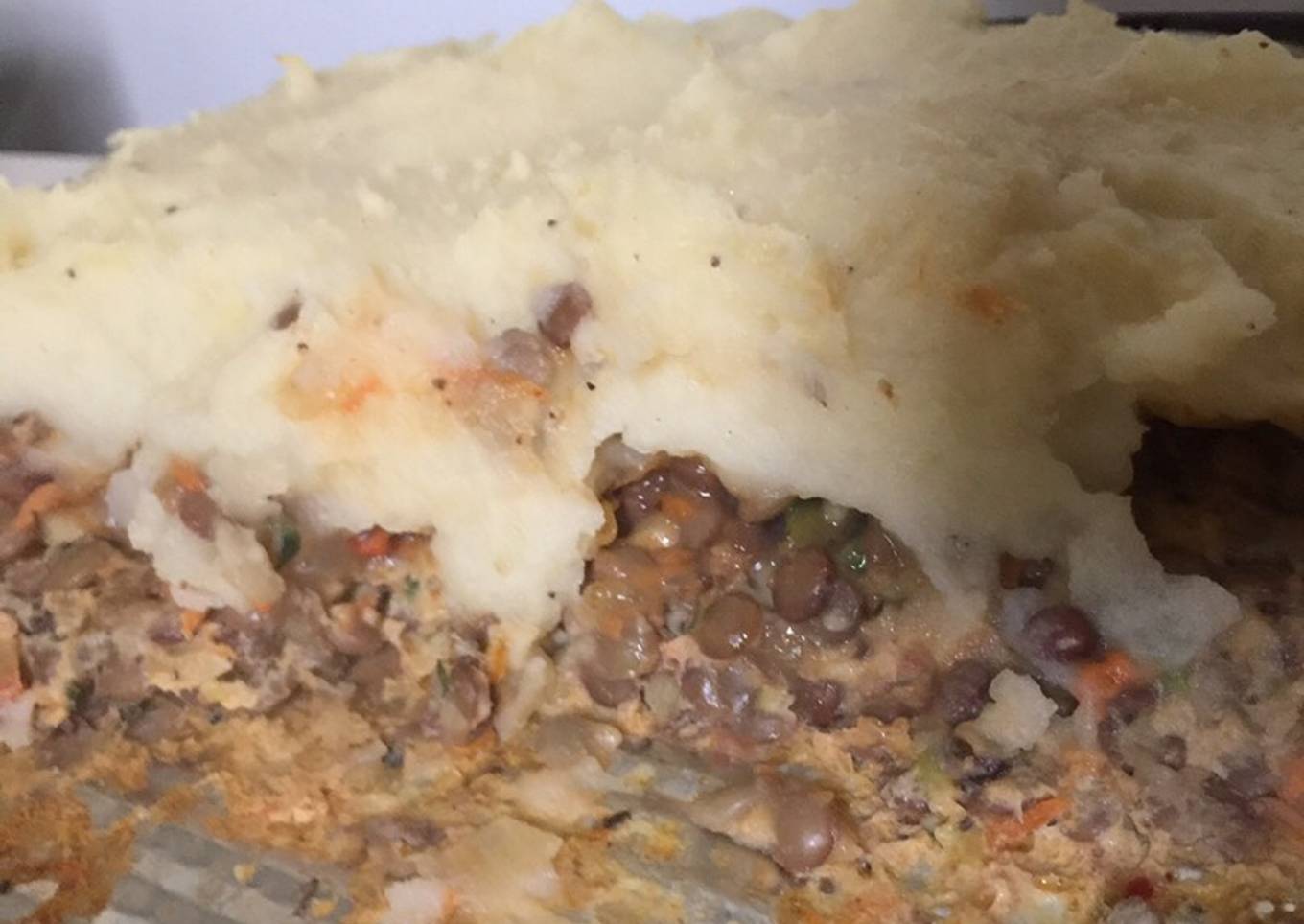 Pastel de papas y lentejas