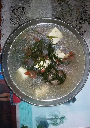 Hình của món Canh sườn lá hẹ.