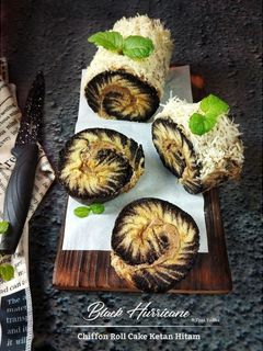 Foto resep Black Hurricane Chiffon Roll Cake Ketan Hitam