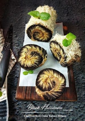 Foto resep Black Hurricane Chiffon Roll Cake Ketan Hitam